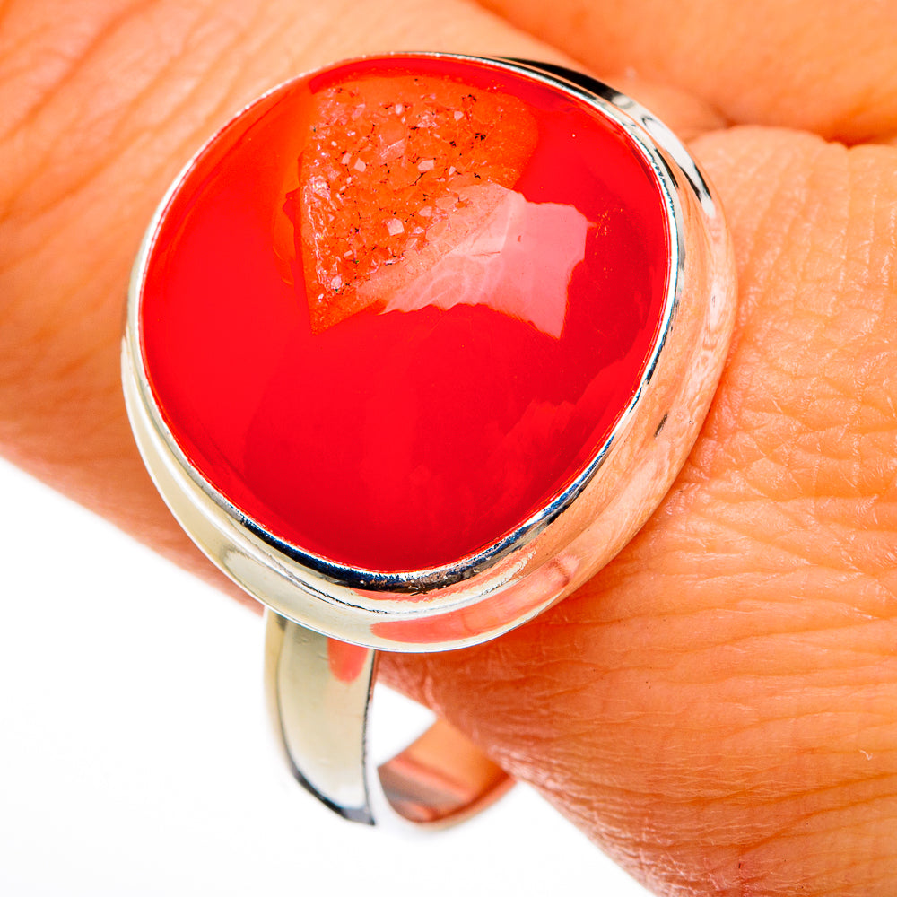 Red Agate Druzy Rings handcrafted by Anasilvercos - RING77954