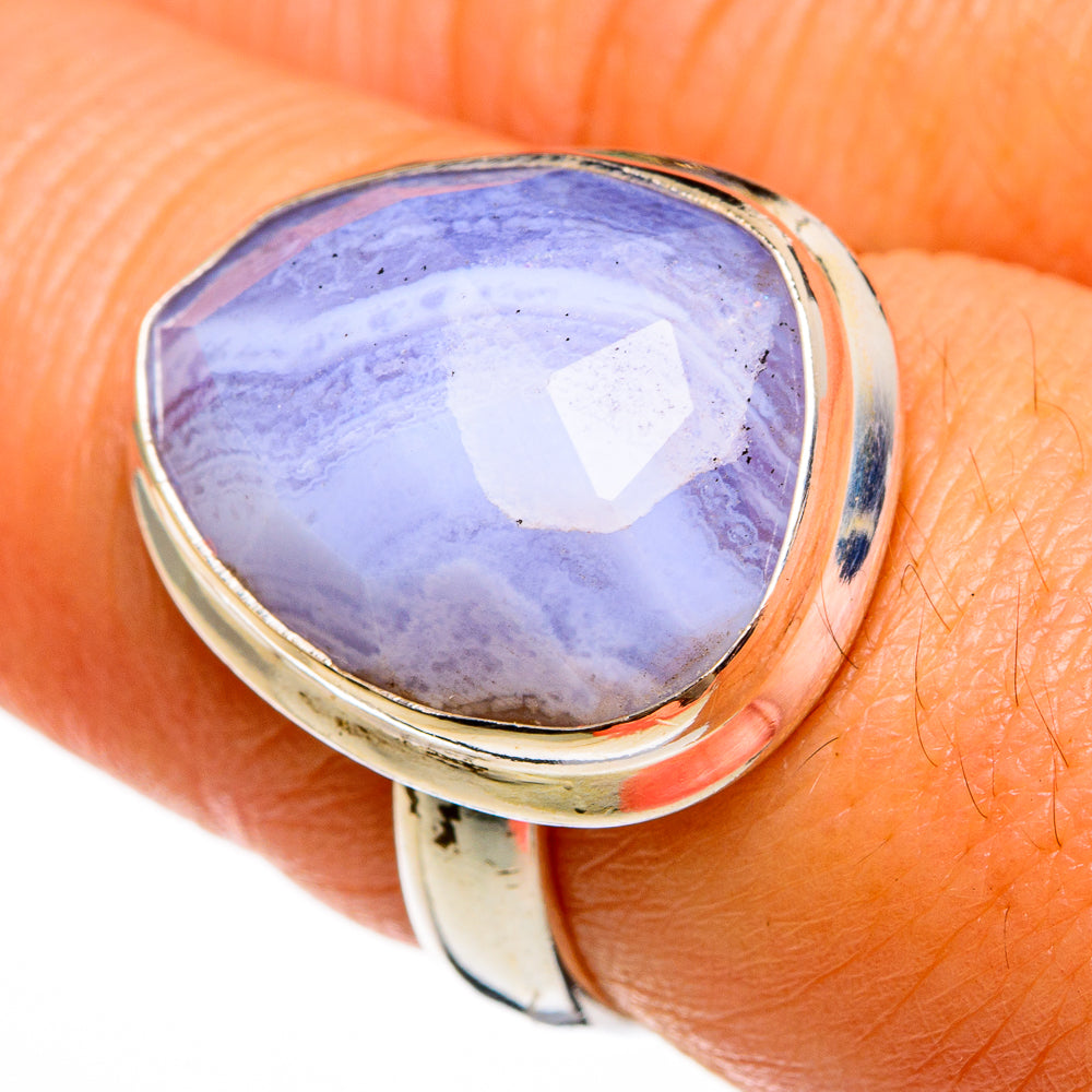Blue Lace Agate Rings handcrafted by Anasilvercos - RING77975