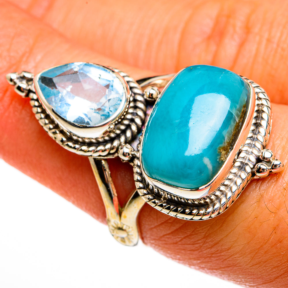 Larimar, Blue Topaz Rings handcrafted by Anasilvercos - RING77985
