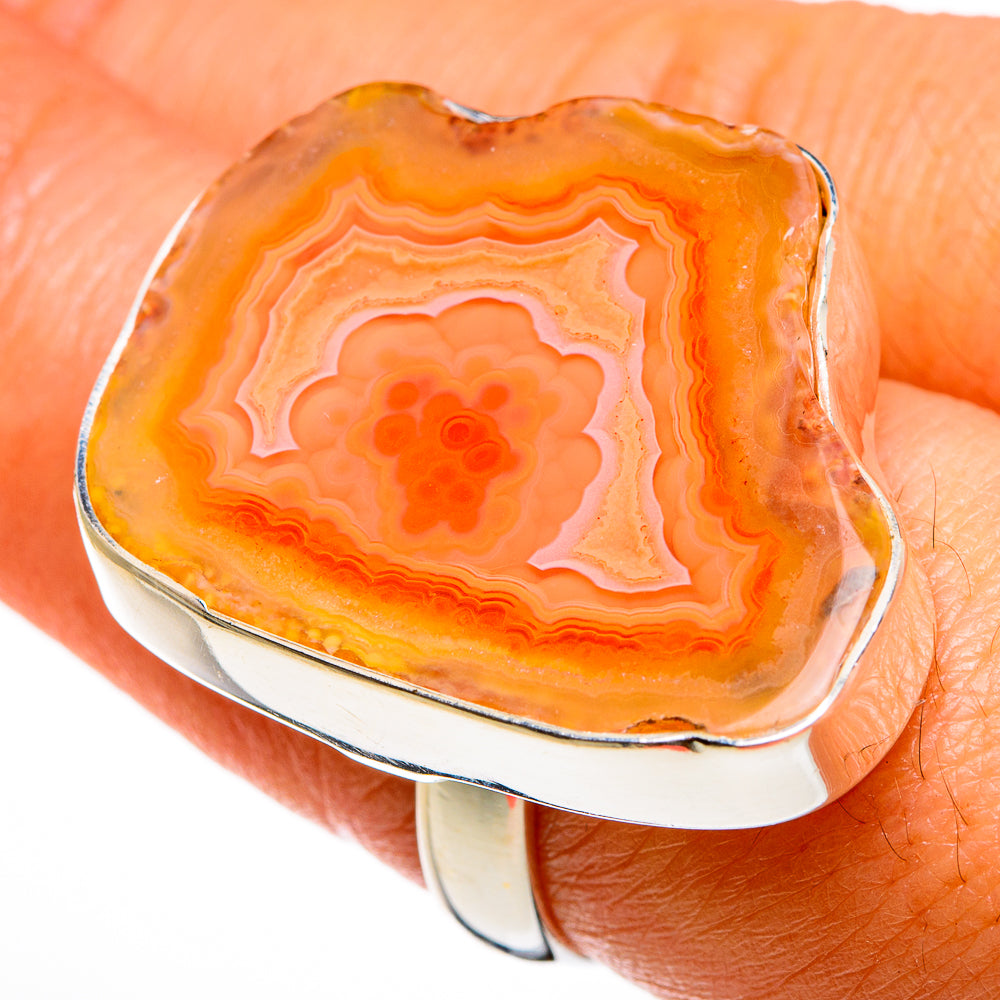 Orange Geode Slice Rings handcrafted by Anasilvercos - RING78001