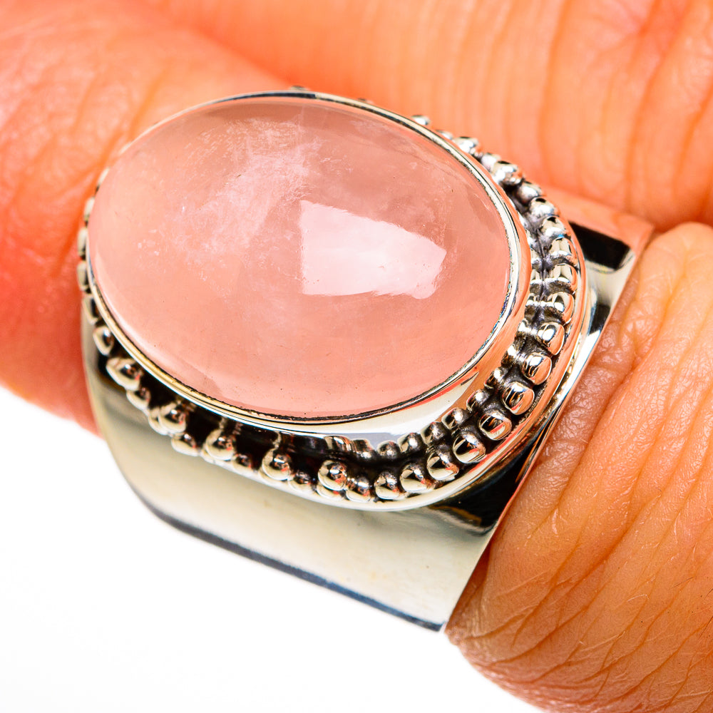 Rose Quartz Rings handcrafted by Anasilvercos - RING78006