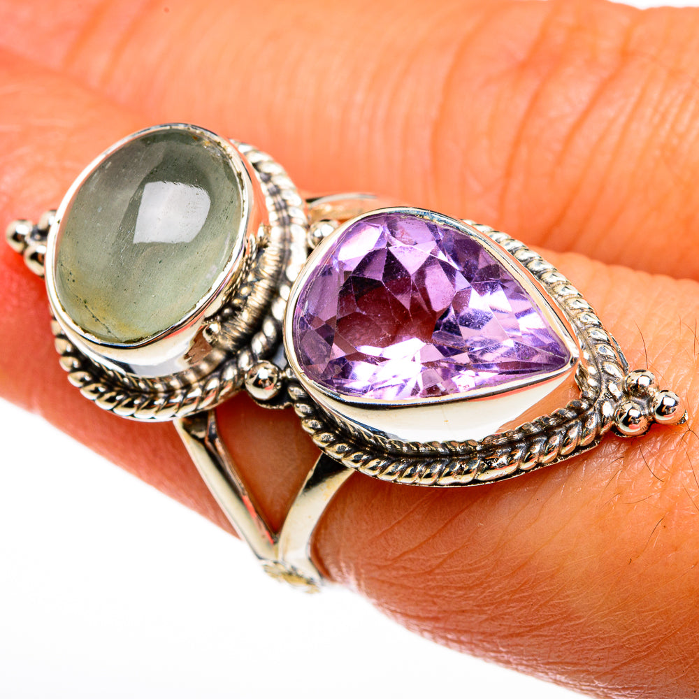 Amethyst, Aquamarine Rings handcrafted by Anasilvercos - RING78016