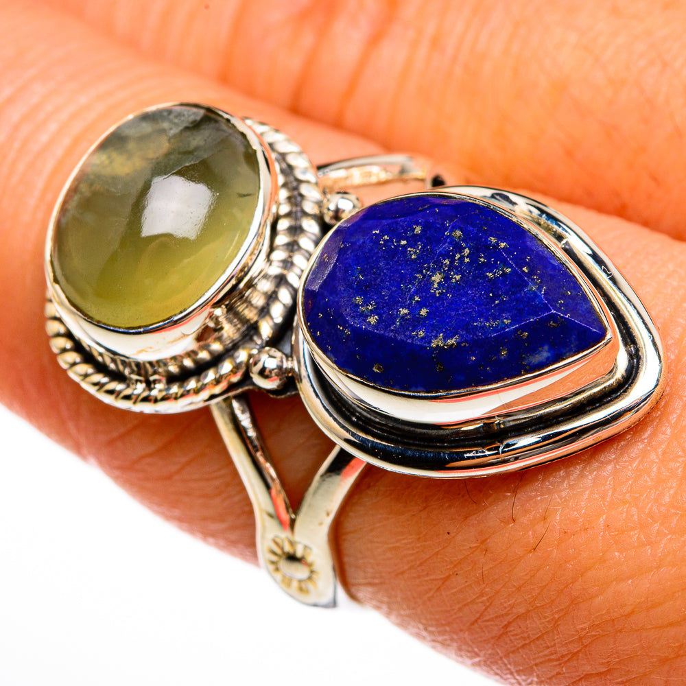 Prehnite, Lapis Lazuli Rings handcrafted by Anasilvercos - RING78018