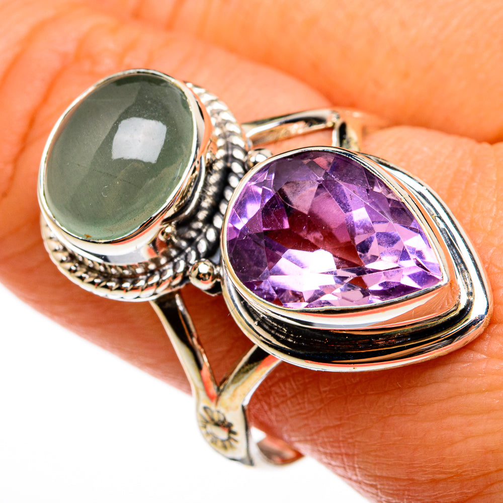 Amethyst, Aquamarine Rings handcrafted by Anasilvercos - RING78019