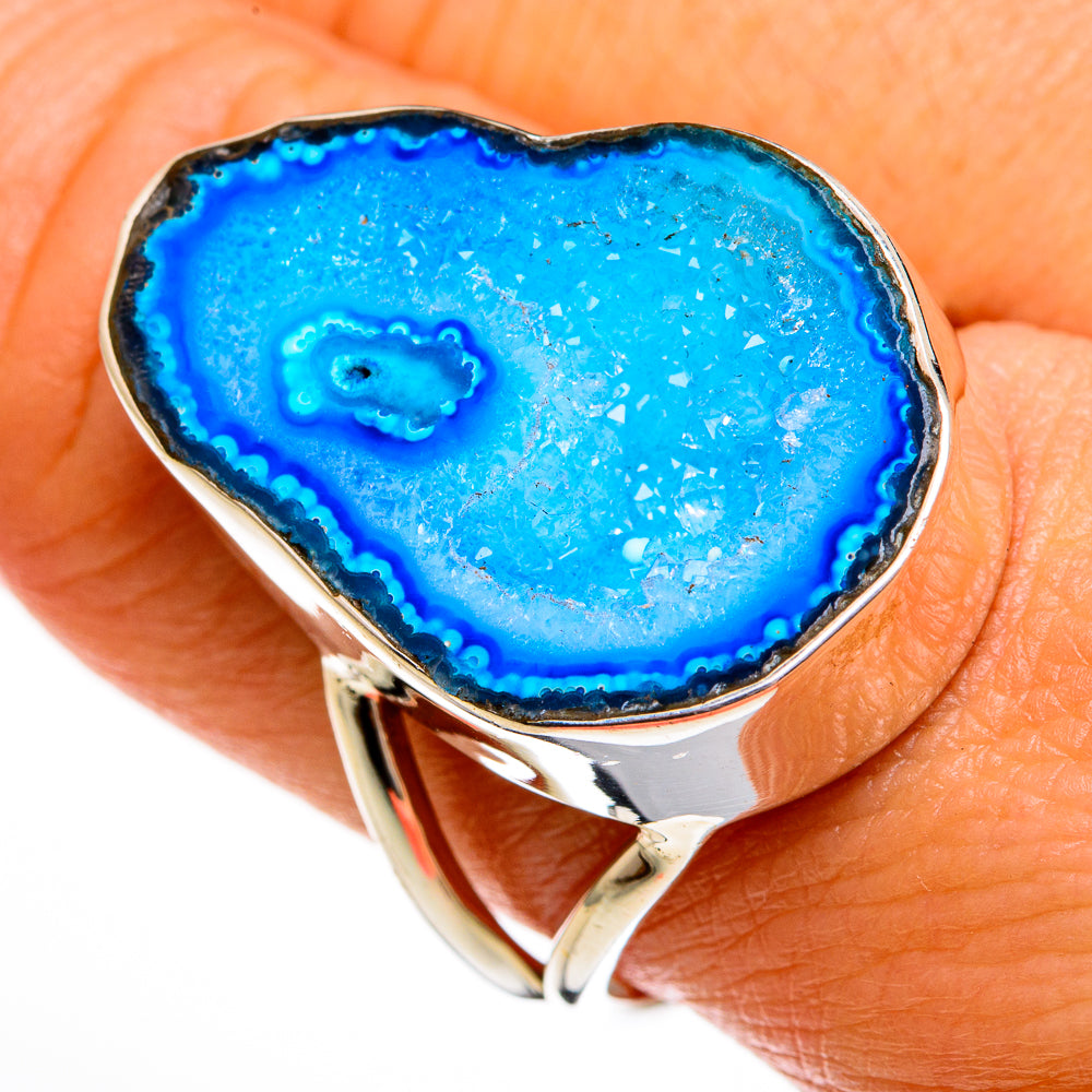 Blue Geode Slice Rings handcrafted by Anasilvercos - RING78027