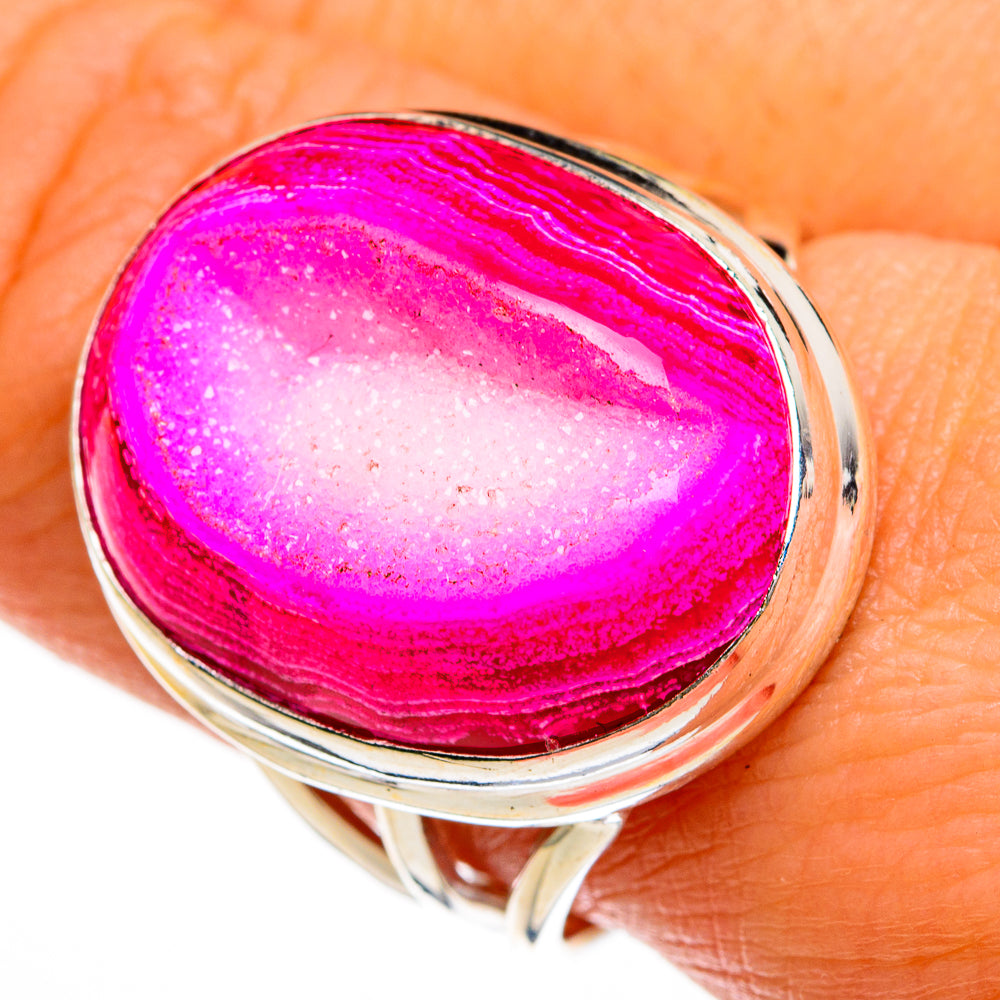 Pink Agate Druzy Rings handcrafted by Anasilvercos - RING78091