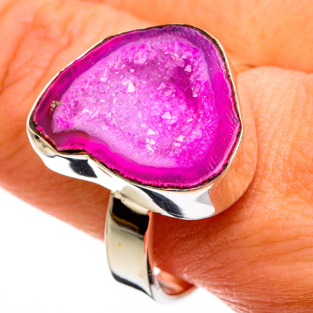 Pink Geode Slice Rings handcrafted by Anasilvercos - RING78227