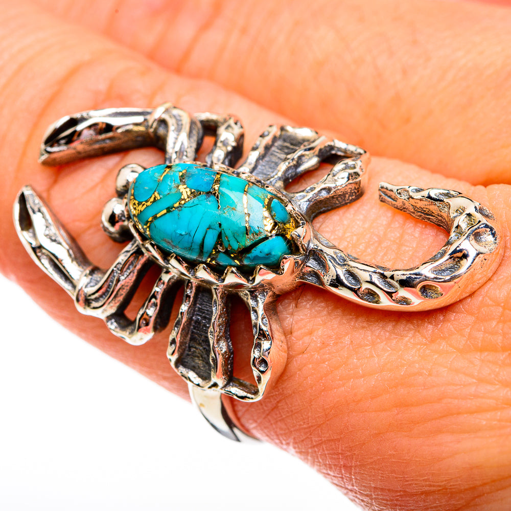 Blue Copper Composite Turquoise Rings handcrafted by Anasilvercos - RING78247