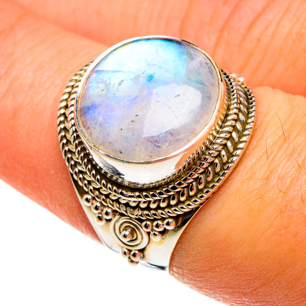 Rainbow Moonstone Rings handcrafted by Anasilvercos - RING78269