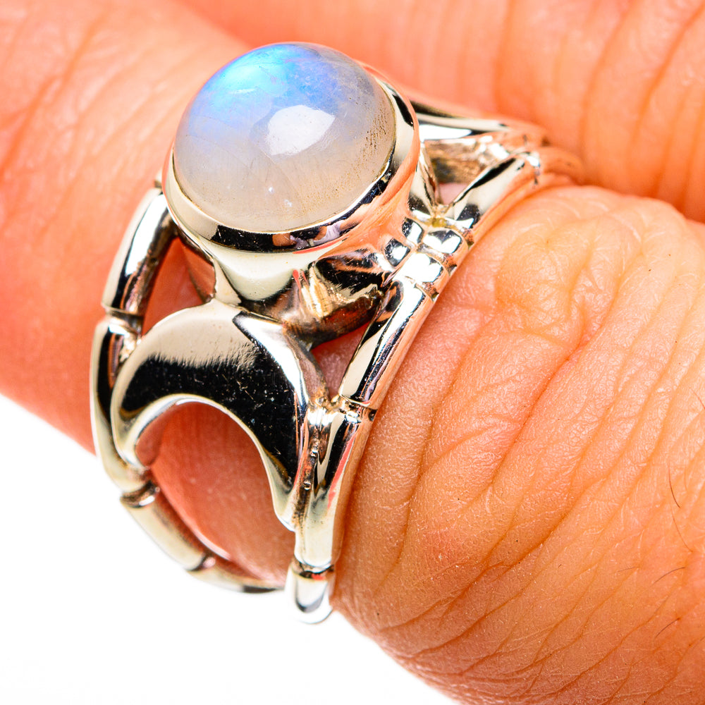 Rainbow Moonstone Rings handcrafted by Anasilvercos - RING78295