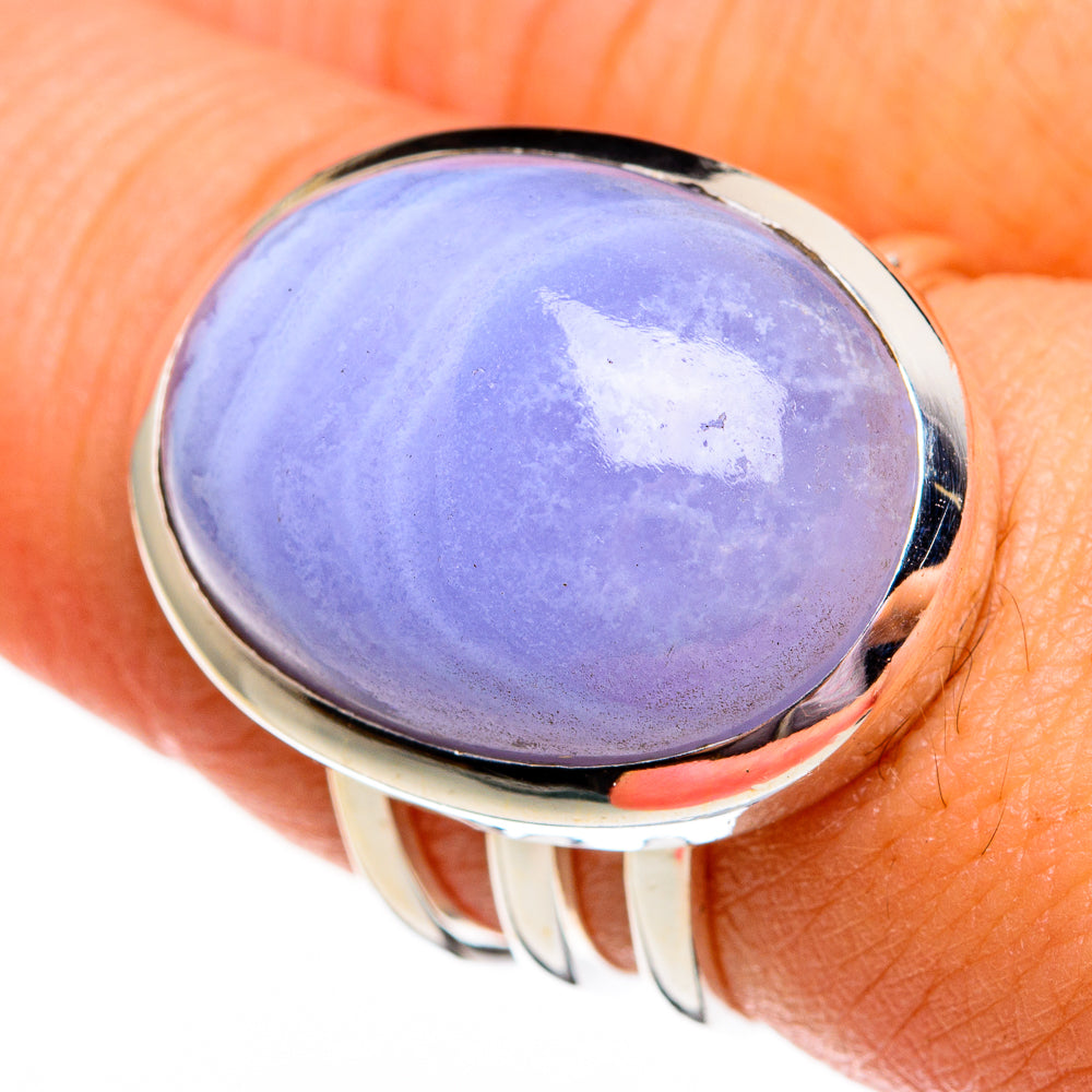 Blue Lace Agate Rings handcrafted by Anasilvercos - RING78297