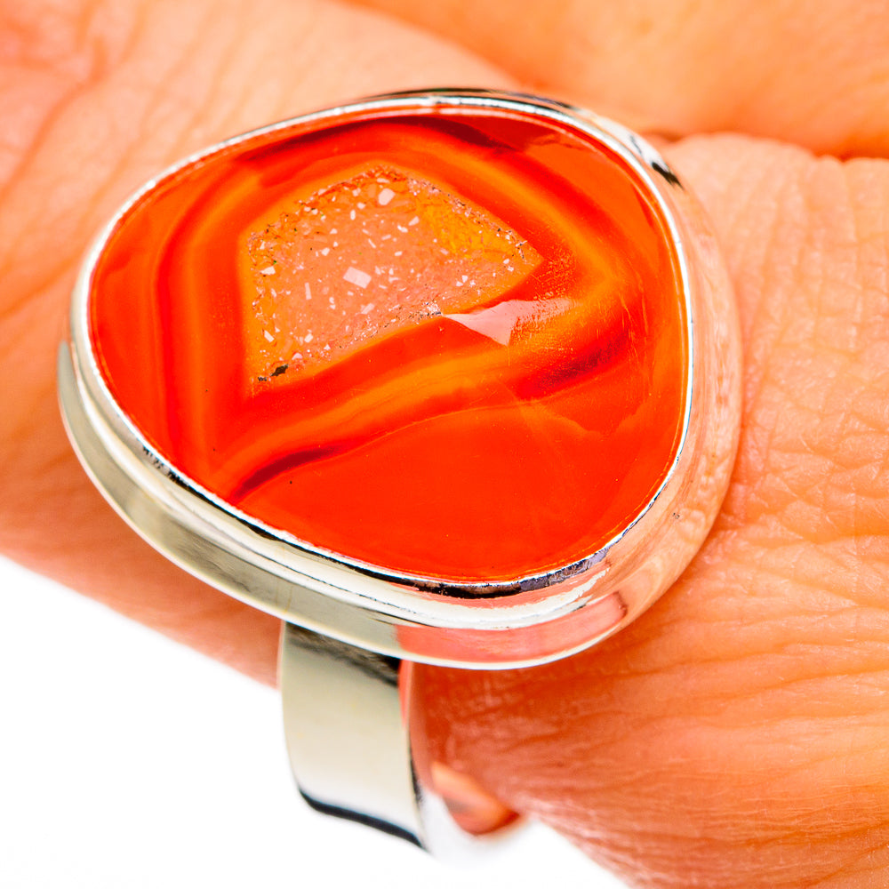 Orange Agate Druzy Rings handcrafted by Anasilvercos - RING78308