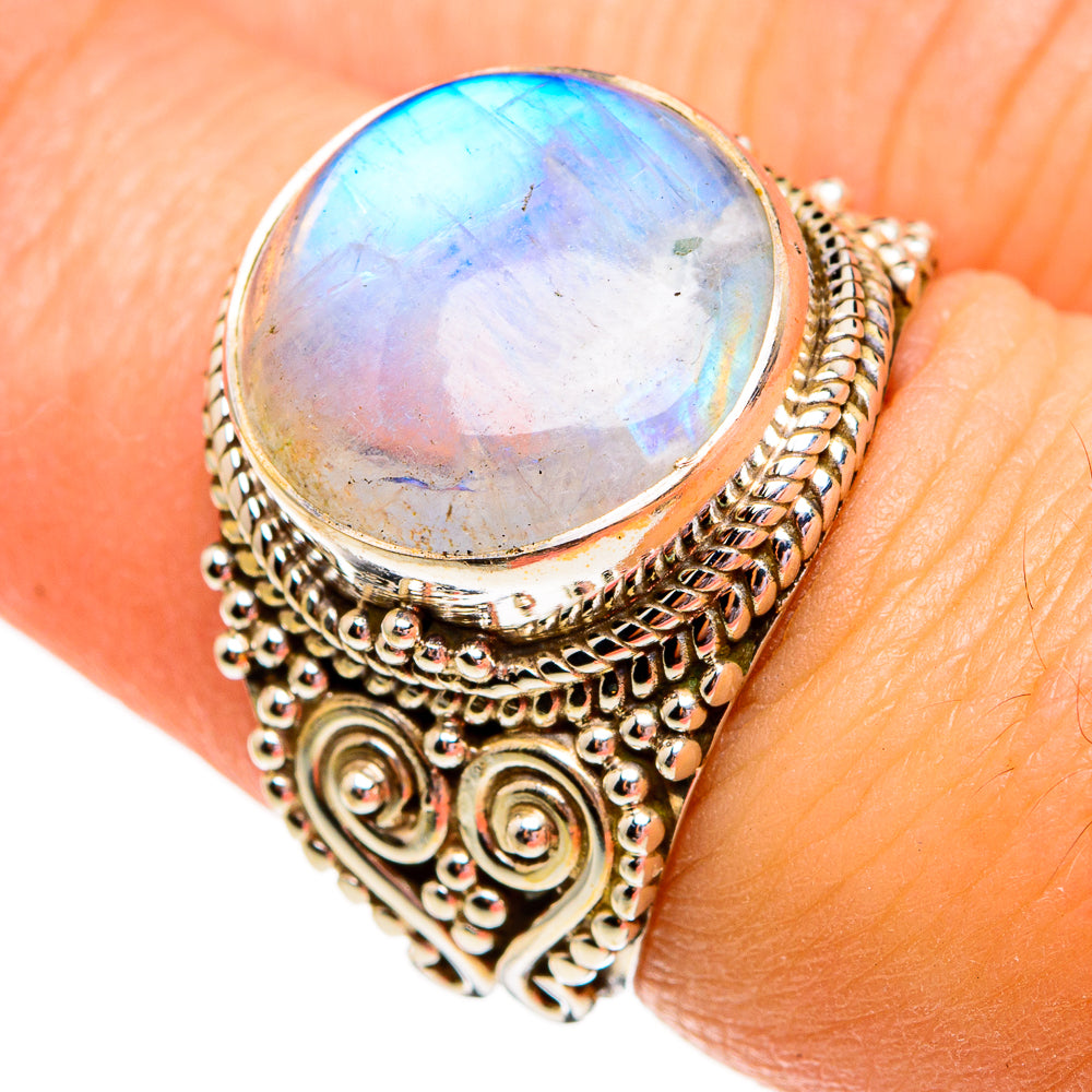 Rainbow Moonstone Rings handcrafted by Anasilvercos - RING78365