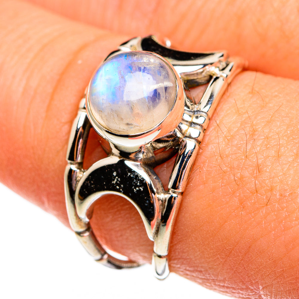 Rainbow Moonstone Rings handcrafted by Anasilvercos - RING78367