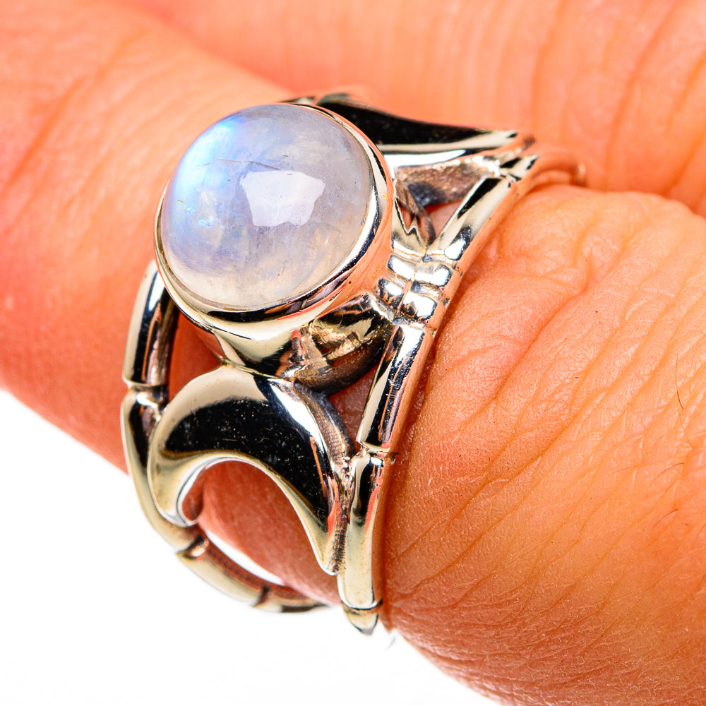 Rainbow Moonstone Rings handcrafted by Anasilvercos - RING78386