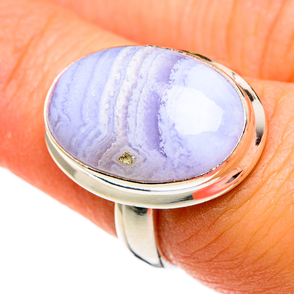 Blue Lace Agate Rings handcrafted by Anasilvercos - RING78387
