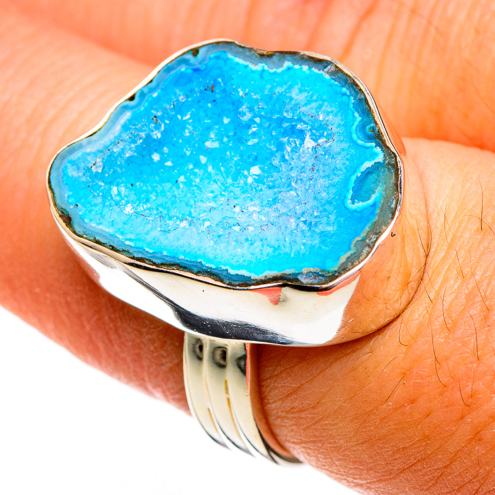 Blue Geode Slice Rings handcrafted by Anasilvercos - RING78390