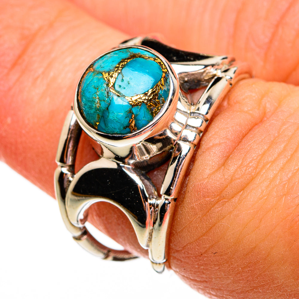 Blue Copper Composite Turquoise Rings handcrafted by Anasilvercos - RING78393