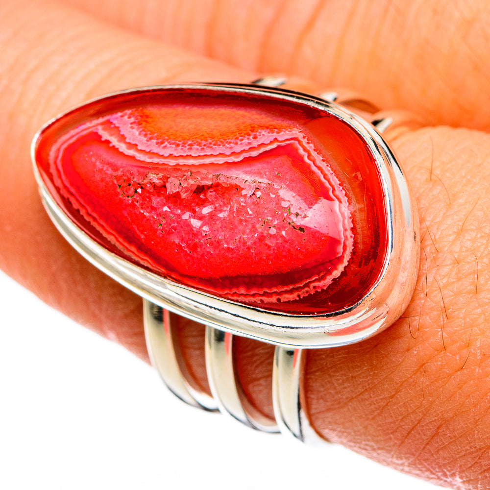 Red Agate Druzy Rings handcrafted by Anasilvercos - RING78395