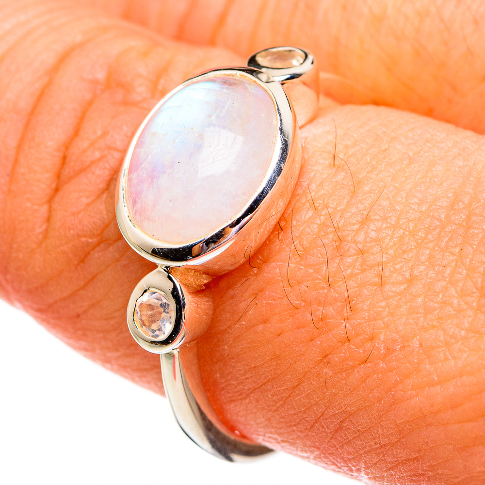 Rainbow Moonstone Rings handcrafted by Anasilvercos - RING78406