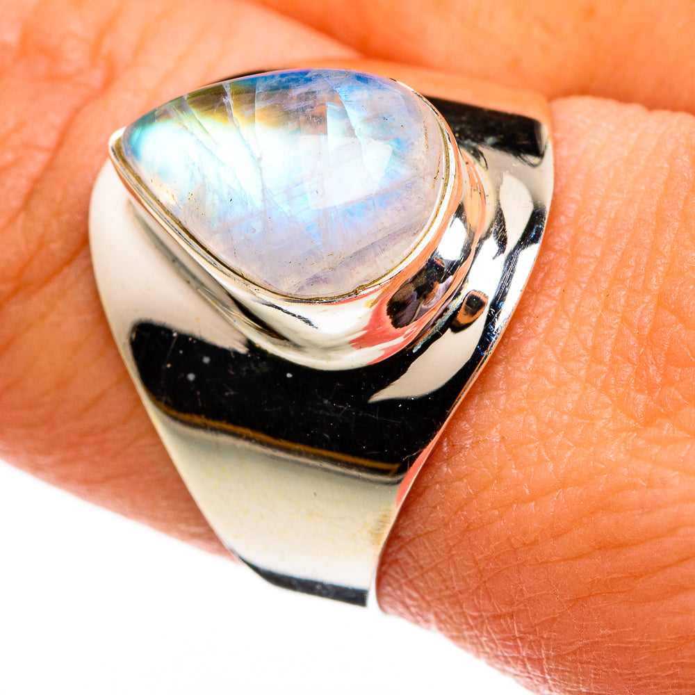Rainbow Moonstone Rings handcrafted by Anasilvercos - RING78407