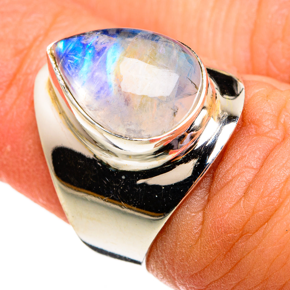 Rainbow Moonstone Rings handcrafted by Anasilvercos - RING78424