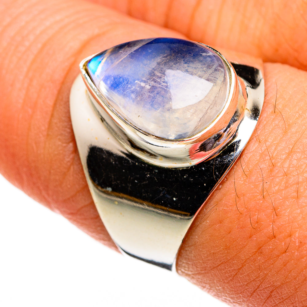 Rainbow Moonstone Rings handcrafted by Anasilvercos - RING78432