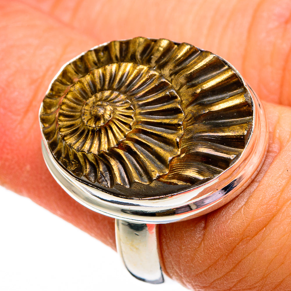 Pyrite Fossil Rings handcrafted by Anasilvercos - RING78434