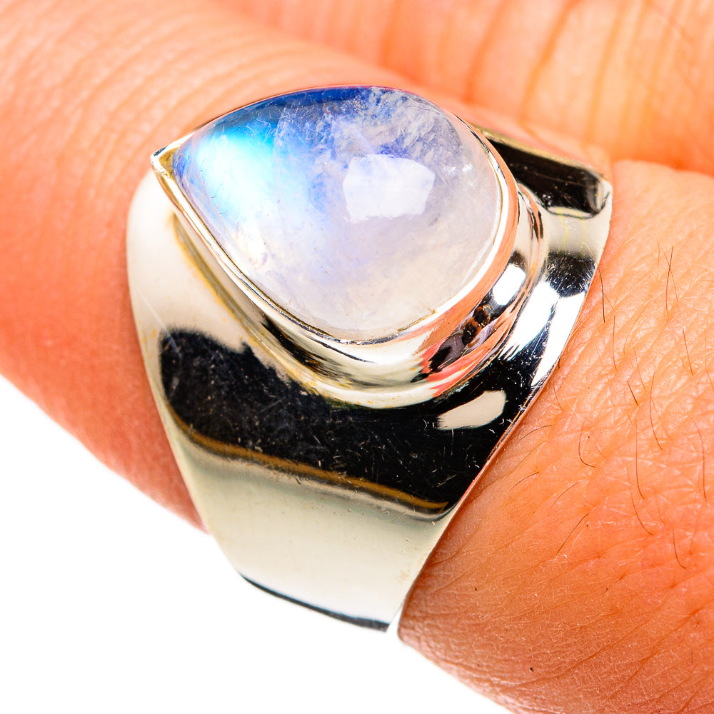 Rainbow Moonstone Rings handcrafted by Anasilvercos - RING78440