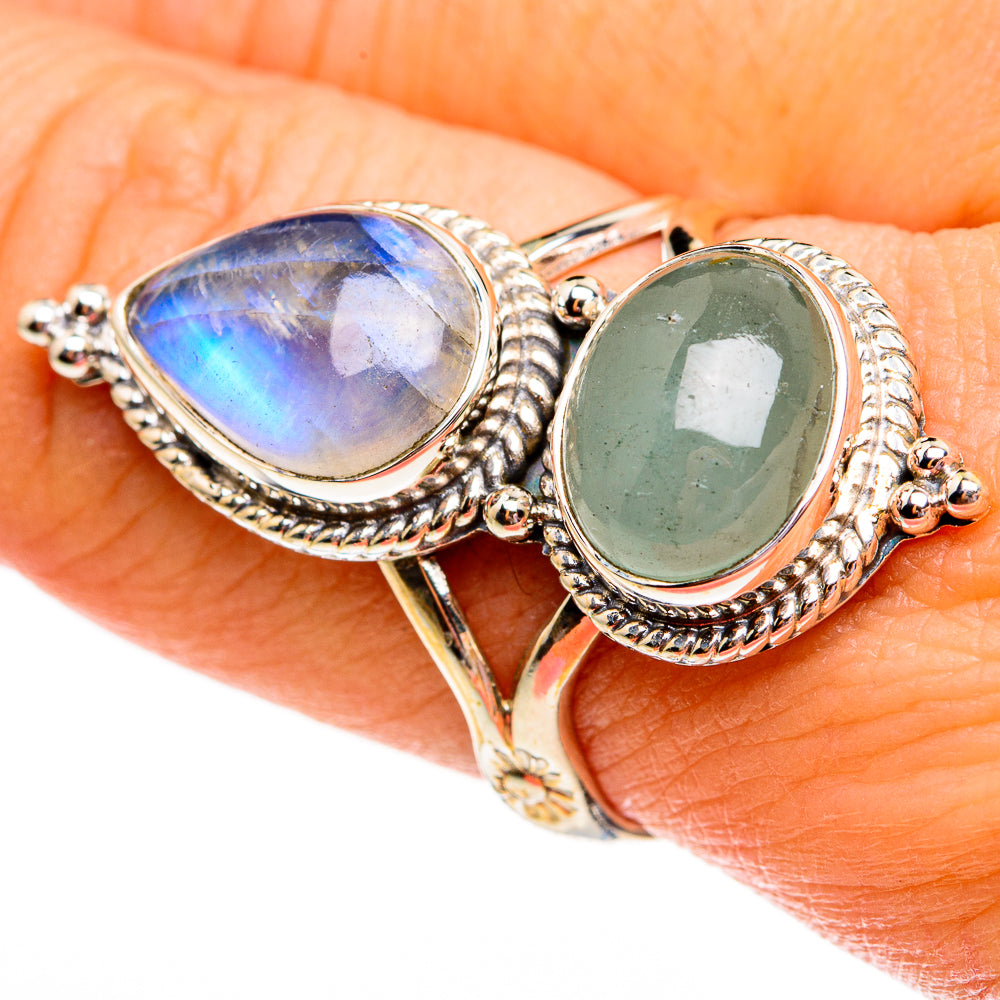 Rainbow Moonstone Rings handcrafted by Anasilvercos - RING78464