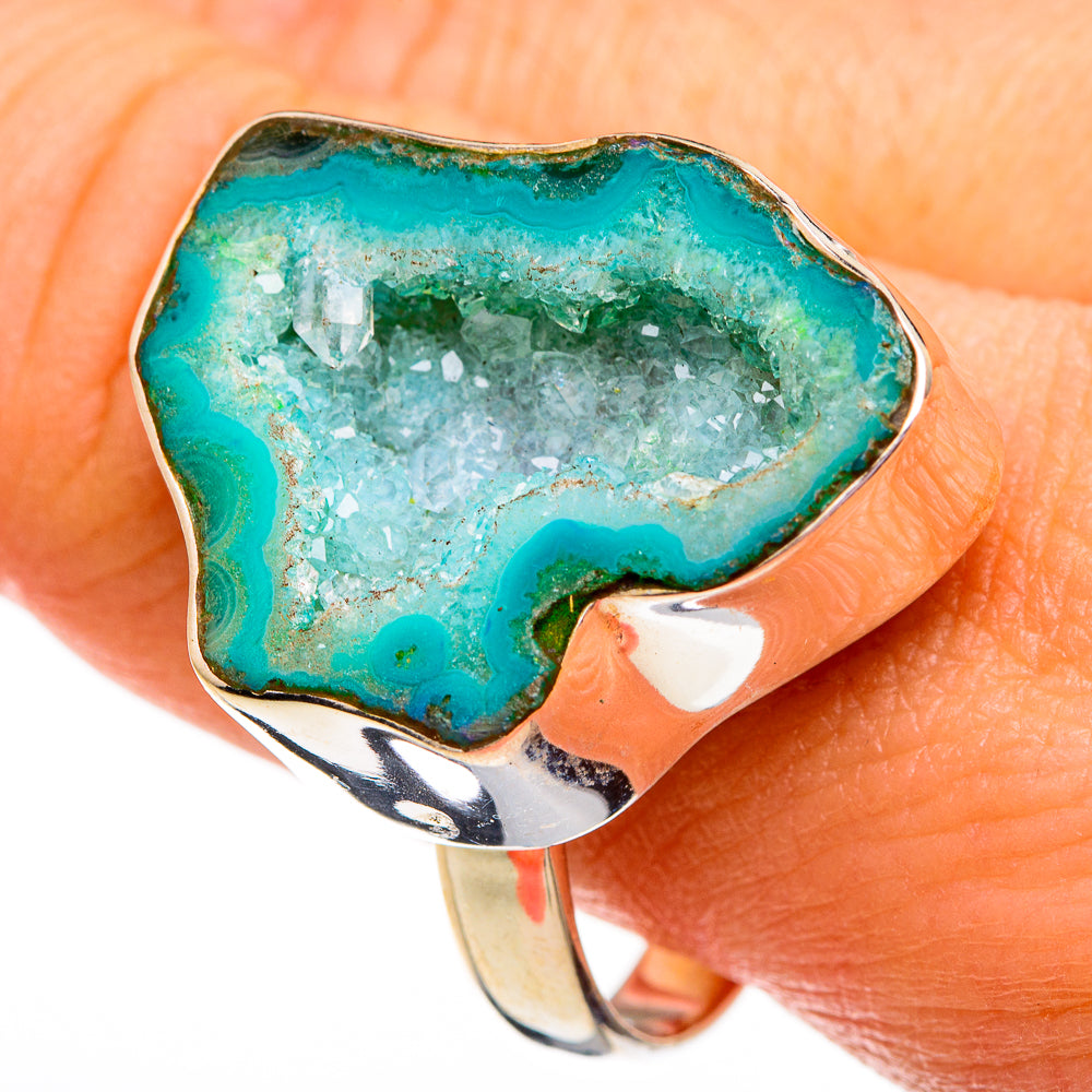 Green Geode Slice Rings handcrafted by Anasilvercos - RING78472