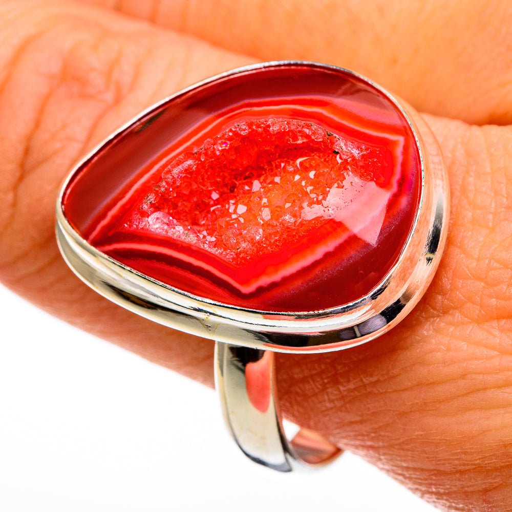 Red Agate Druzy Rings handcrafted by Anasilvercos - RING78480