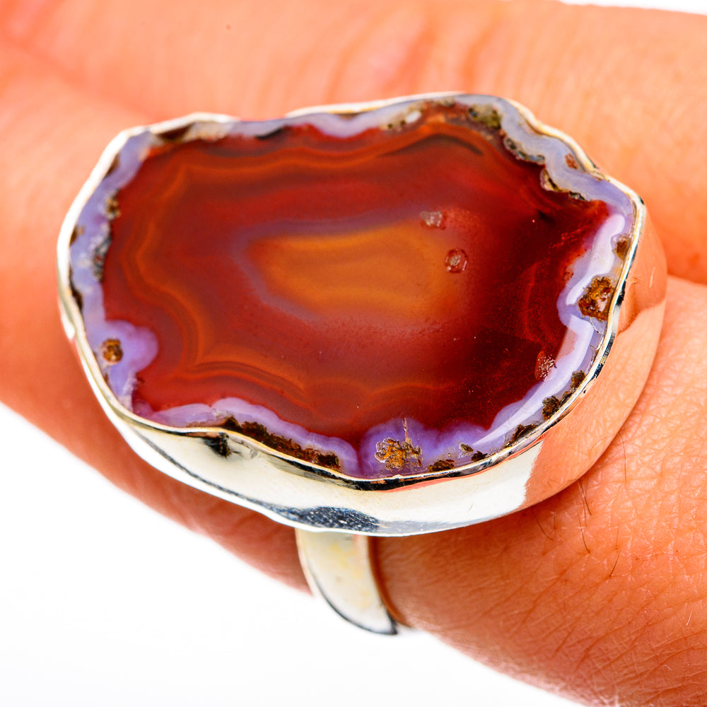 Red Botswana Agate Rings handcrafted by Anasilvercos - RING78550