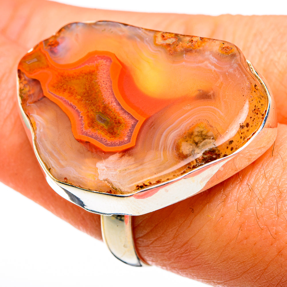 Orange Geode Slice Rings handcrafted by Anasilvercos - RING78580