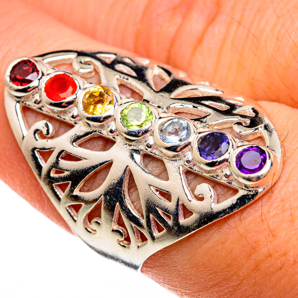 Multi-Stone Chakra Rings handcrafted by Anasilvercos - RING78638