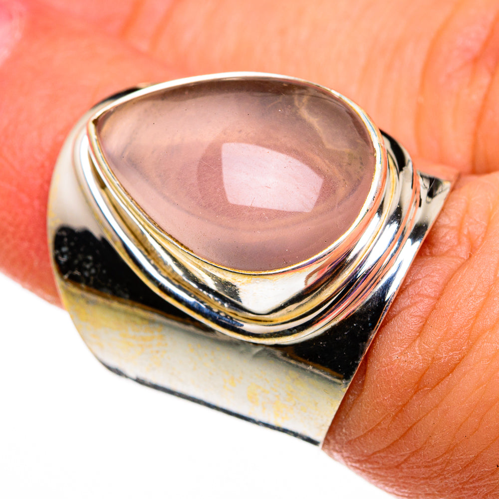Rose Quartz Rings handcrafted by Anasilvercos - RING78693