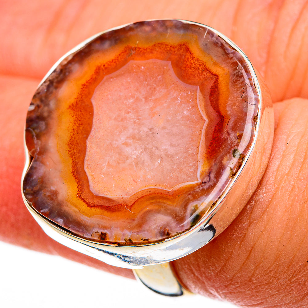 Yellow Geode Slice Rings handcrafted by Anasilvercos - RING78716