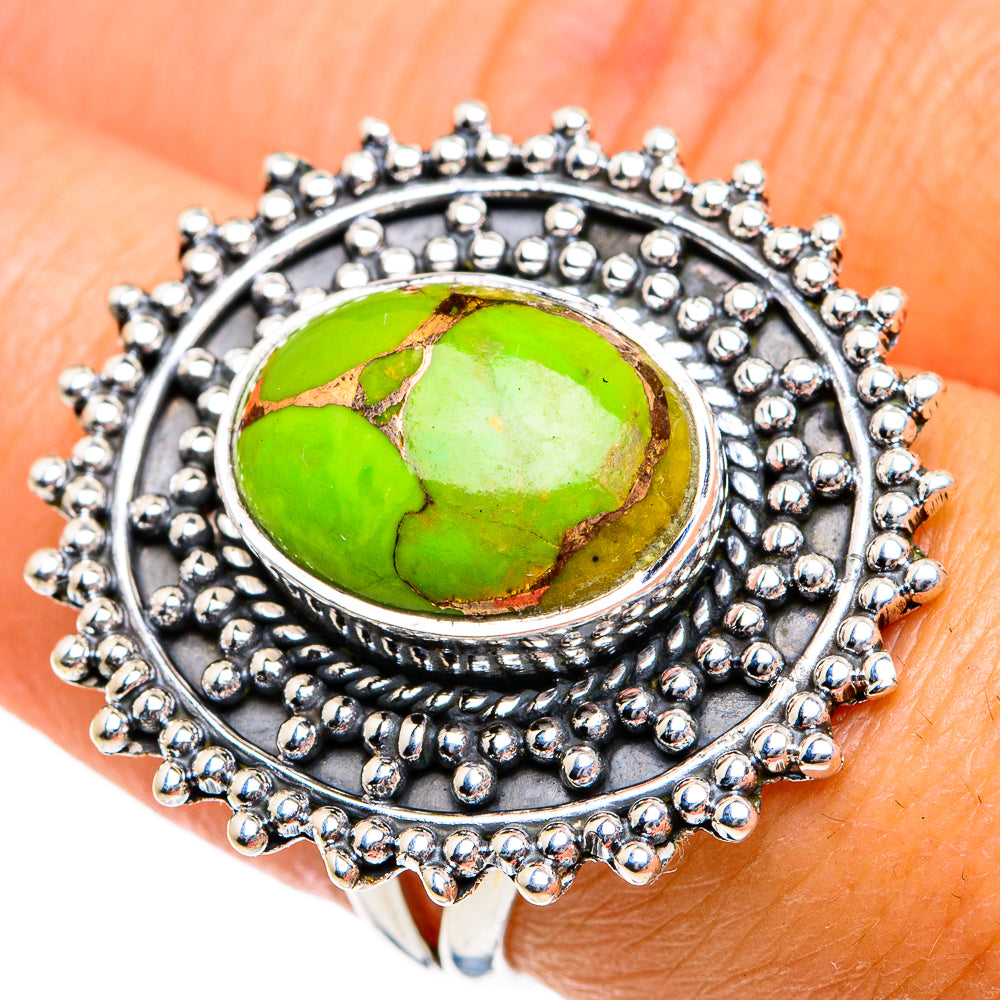 Green Copper Composite Turquoise Rings handcrafted by Anasilvercos - RING78773