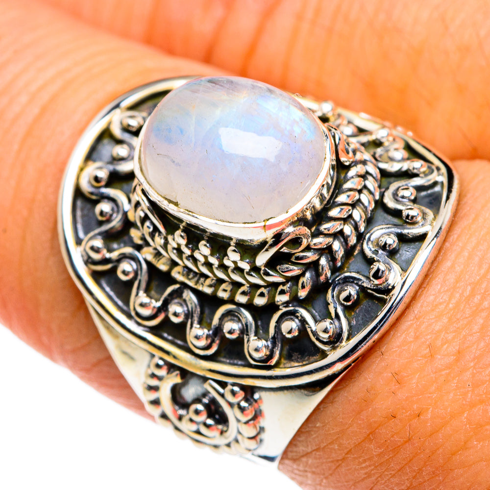 Rainbow Moonstone Rings handcrafted by Anasilvercos - RING78790