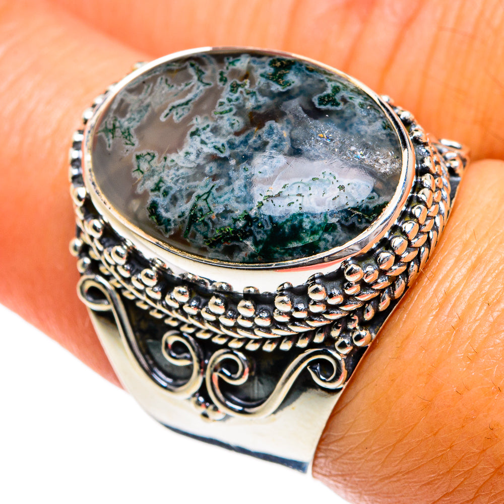 Green Moss Agate Rings handcrafted by Anasilvercos - RING78918