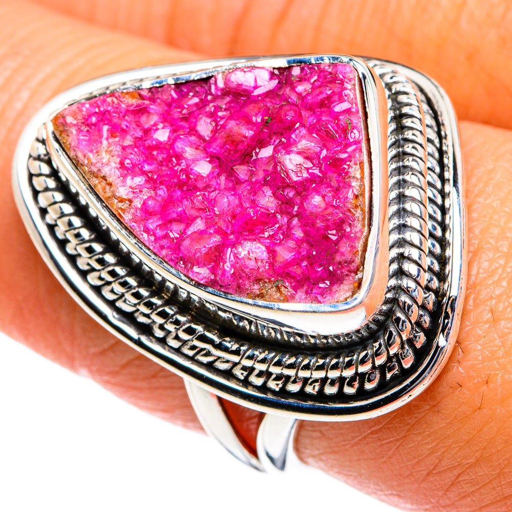 Pink Agate Druzy Rings handcrafted by Anasilvercos - RING78925