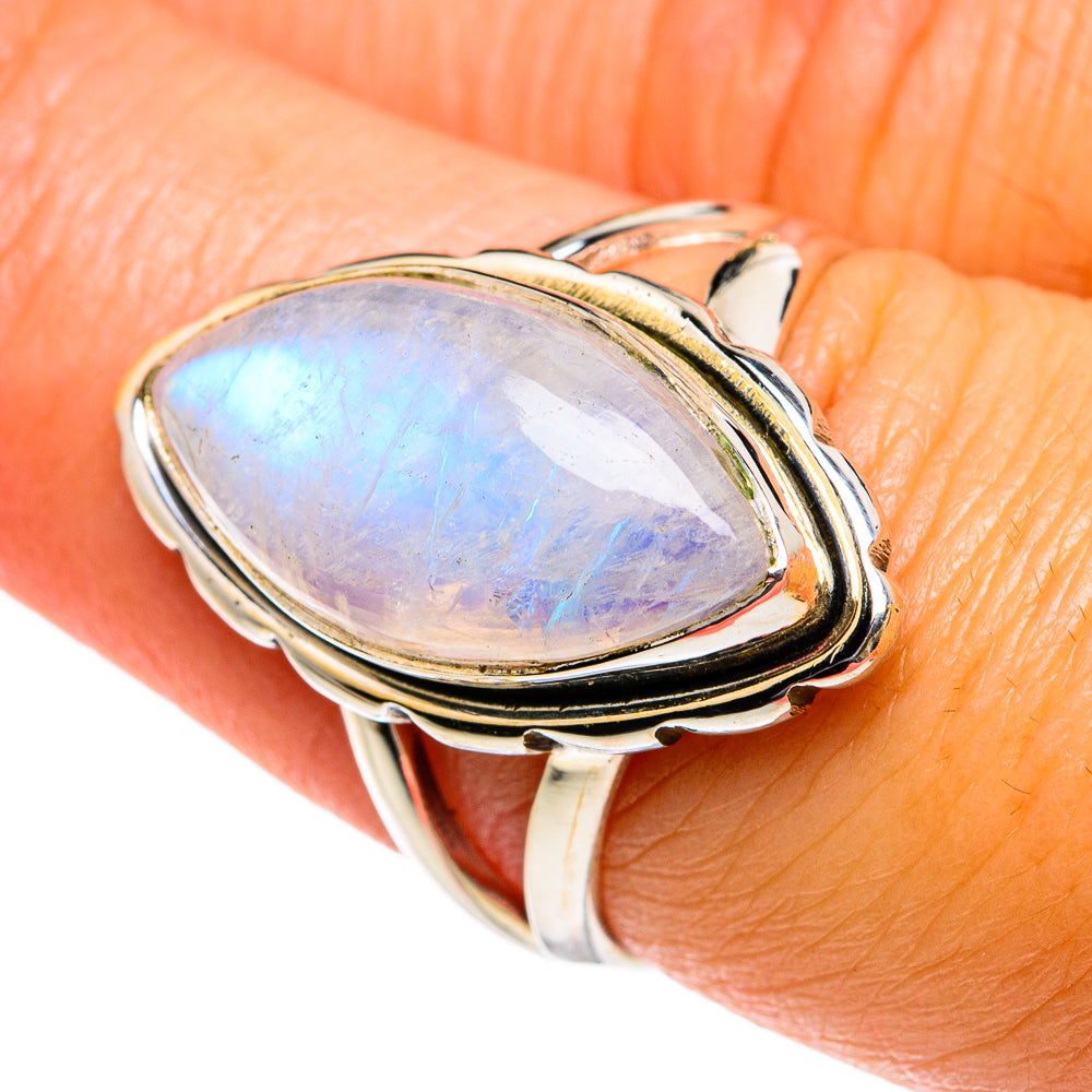 Rainbow Moonstone Rings handcrafted by Anasilvercos - RING78958