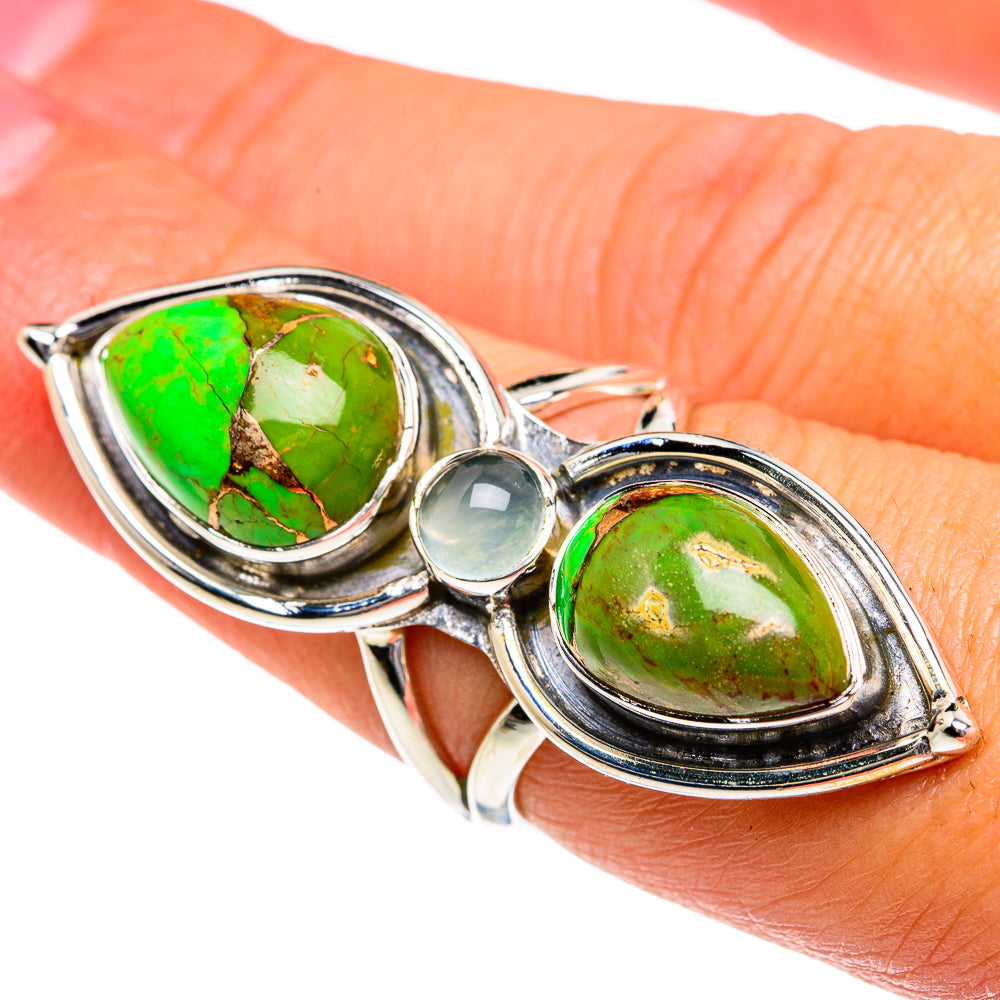 Green Copper Composite Turquoise Rings handcrafted by Anasilvercos - RING79016