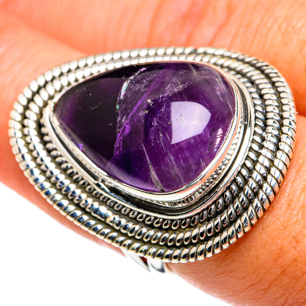 Chevron Amethyst Rings handcrafted by Anasilvercos - RING79063