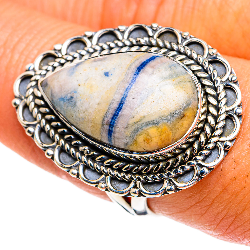 Blue Scheelite Rings handcrafted by Anasilvercos - RING79072