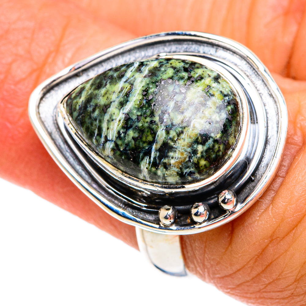 Green Moss Agate Rings handcrafted by Anasilvercos - RING79084