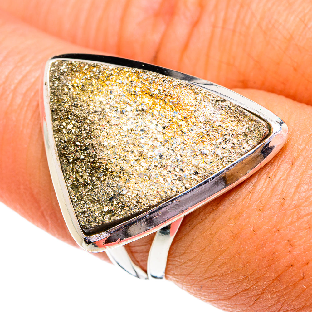 Spectro Pyrite Druzy Rings handcrafted by Anasilvercos - RING79097