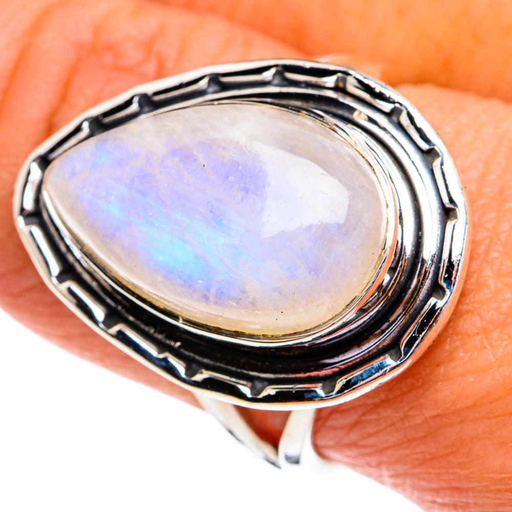 Rainbow Moonstone Rings handcrafted by Anasilvercos - RING79100