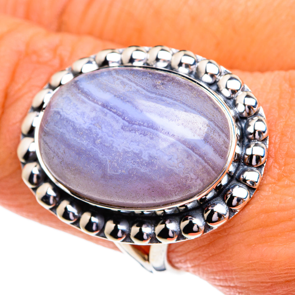 Blue Lace Agate Rings handcrafted by Anasilvercos - RING79101