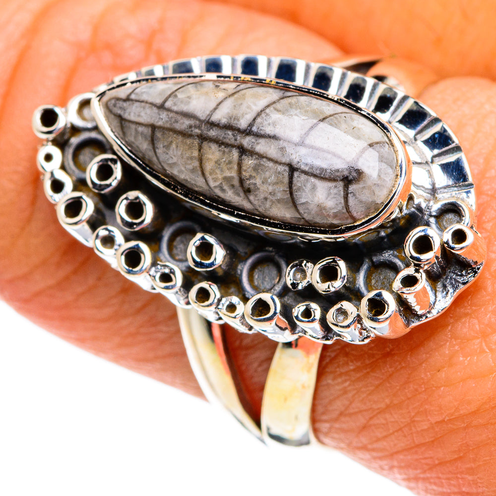 Orthoceras Fossil Rings handcrafted by Anasilvercos - RING79106